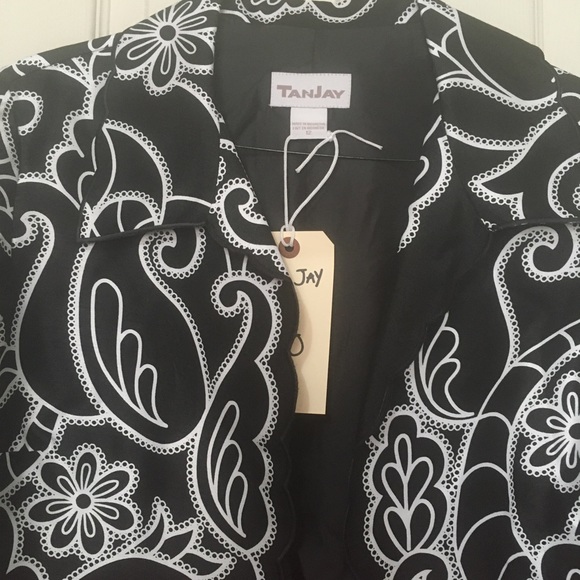 Tan Jay open front jacket in black and white size 12, polyester fabric - Picture 4 of 6